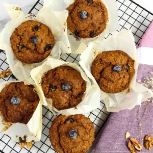 muffins de arándanos y nuez sin azúcar